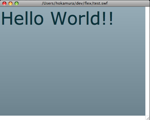 Flash PlayerでHello Worldが表示されている